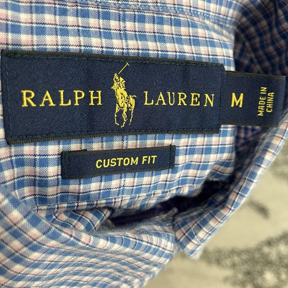 Polo Ralph‎ Lauren Custom Fit Blue Check Button Down Shirt Men's M